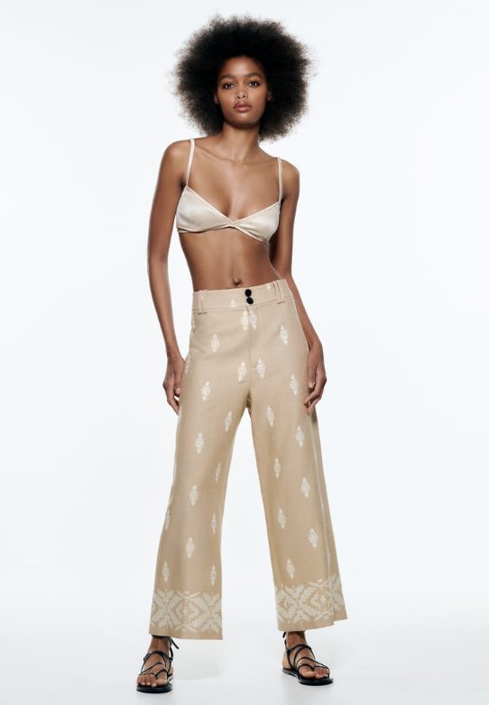 pantalon culotte lino