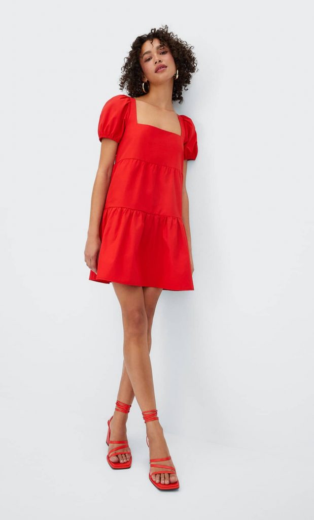 vestido rojo popelin