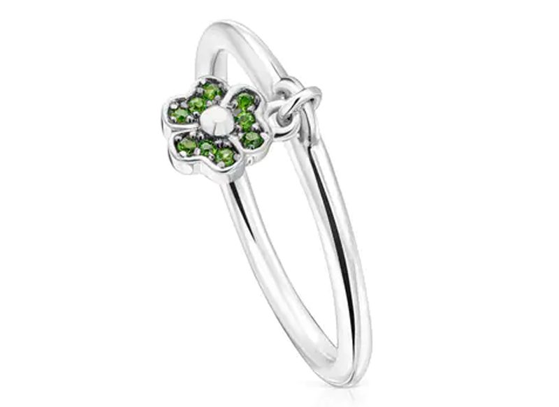 ANILLO DE PLATA CON FLOR DE CROMODIÓPSIDOS NEW MOTIF