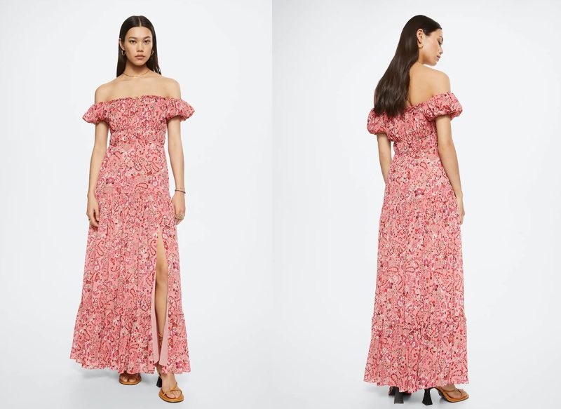 VESTIDO FLORES DETALLE FRUNCIDO