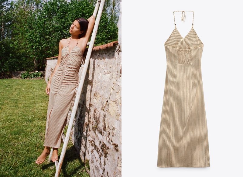 VESTIDO RAYAS CON LINO DE ZARA
