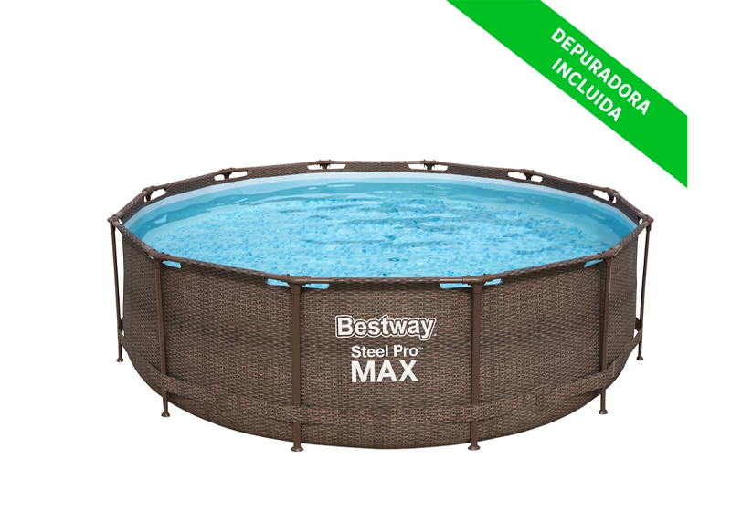 PISCINA TUBULAR DE PVC REDONDA BESTWAY CON ACABADO EN RATÁN