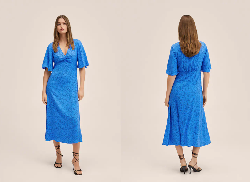 VESTIDO FRUNCIDO ESTAMPADO DE MANGO