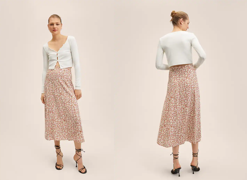 FALDA FLUIDA ESTAMPADA DE MANGO