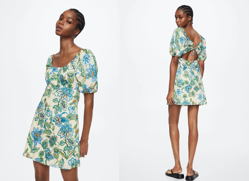 VESTIDO ESTAMPADO FLORES DE MANGO