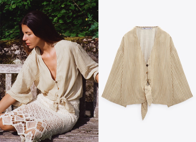 BLUSA RAYAS NUDO DE ZARA