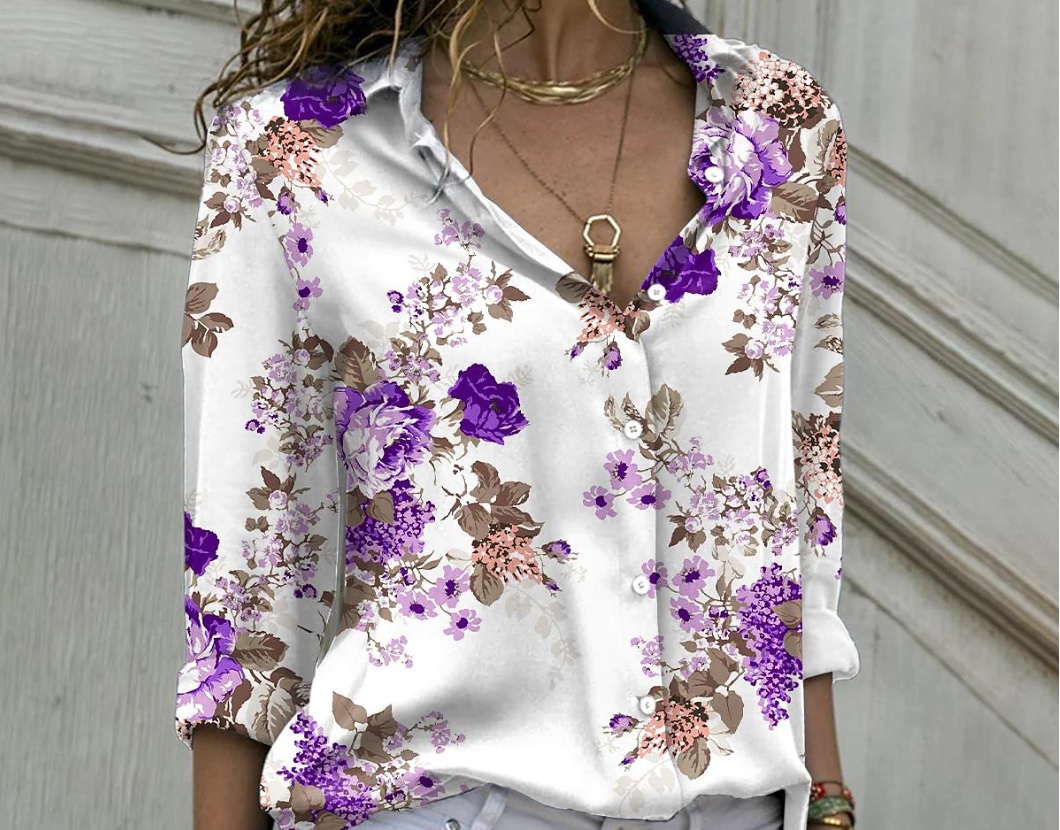 blusa flores lila