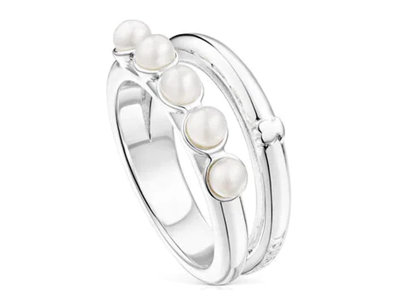 ANILLO DOBLE DE PLATA CON PERLAS FELLOW