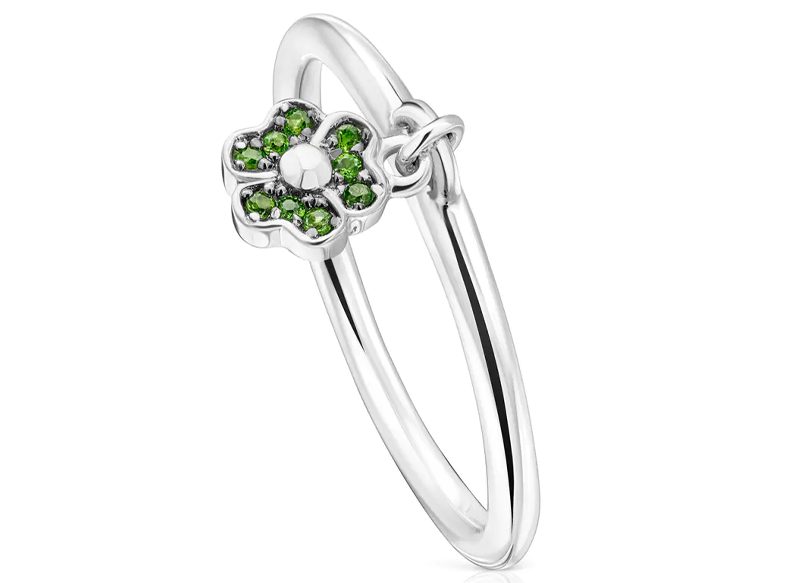 ANILLO DE PLATA CON FLOR DE CROMODIÓPSIDOS NEW MOTIF