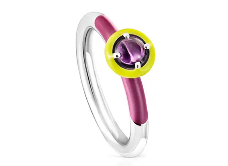 ANILLO DE PLATA CON AMATISTA Y ESMALTE TOUS VIBRANT COLORS