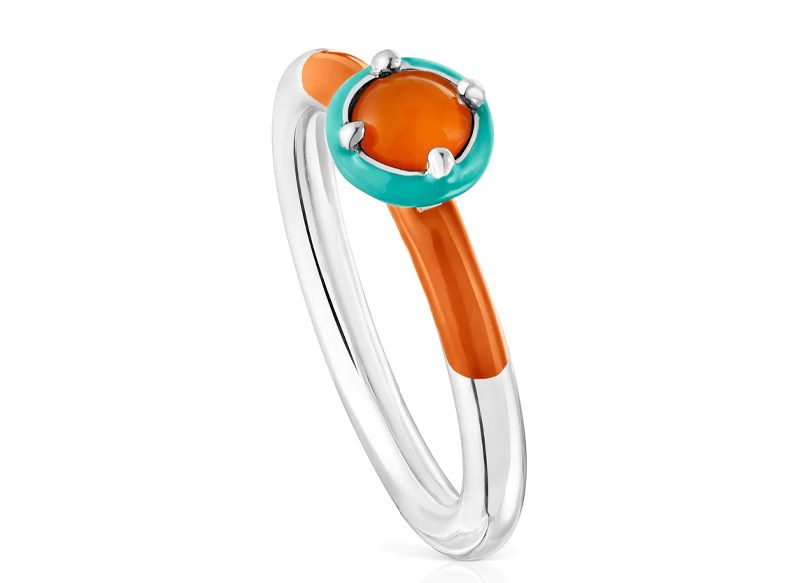 ANILLO DE PLATA CON CORNALINA Y ESMALTE TOUS VIBRANT COLORS