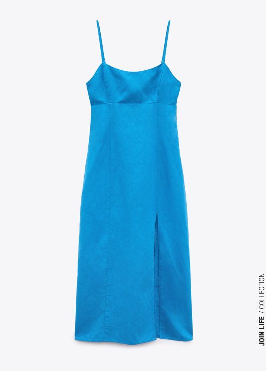 vestido azul lino