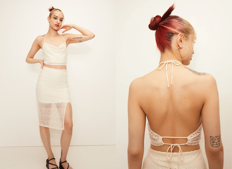 CROP TOP CON EFECTO GANCHILLO