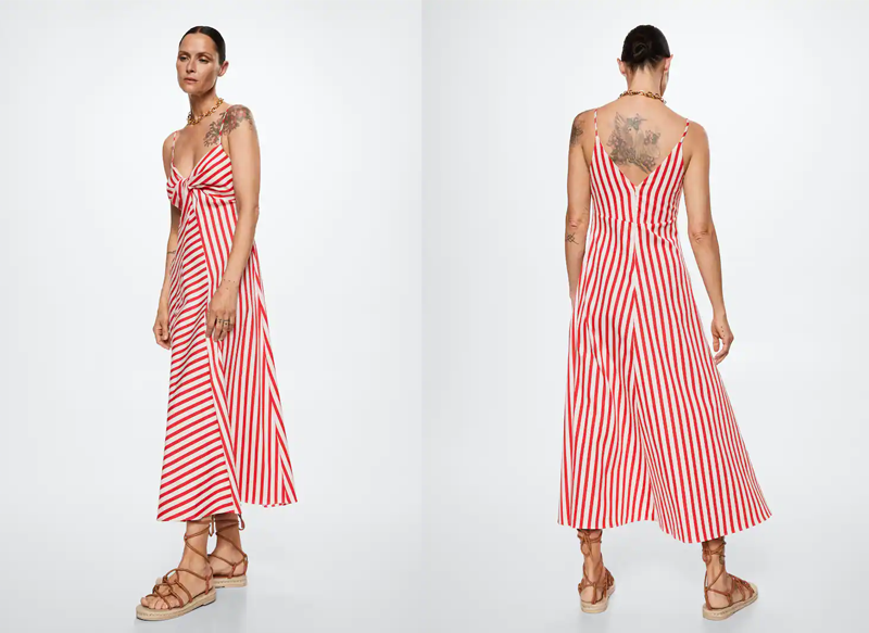 VESTIDO RAYAS ALGODÓN DE MANGO