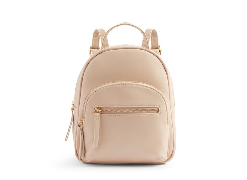 MOCHILA BEIGE DE PIEL SINTÉTICA