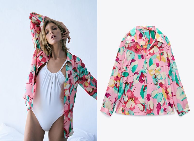 BLUSA SATINADA FLORES DE ZARA