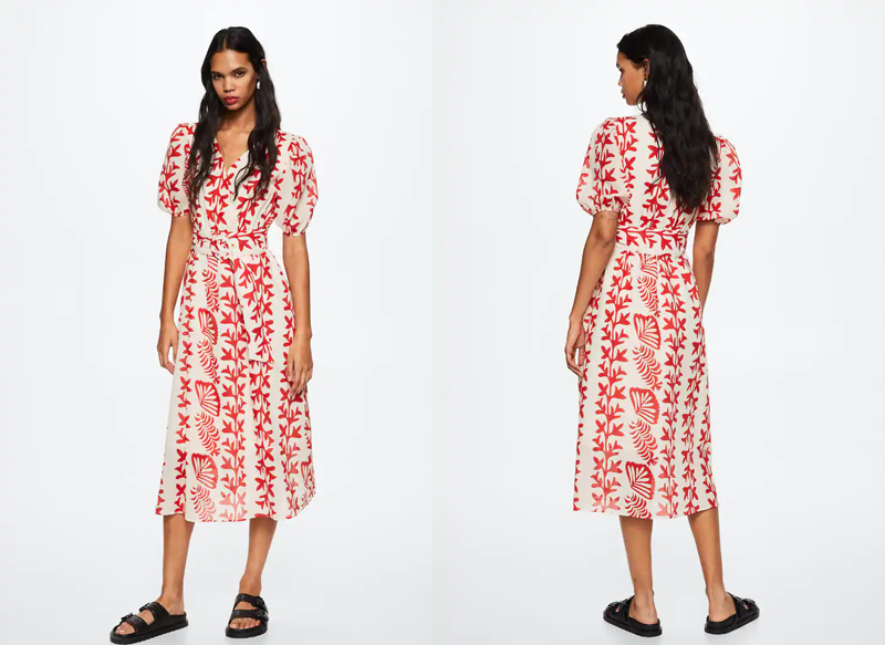 VESTIDO ALGODÓN ESTAMPADO DE MANGO