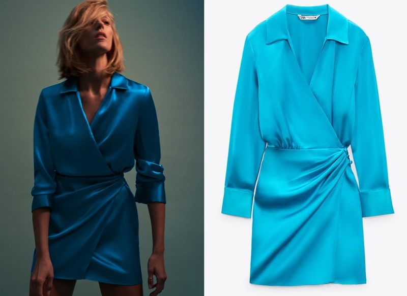 VESTIDO SATINADO CRUZADO DE ZARA