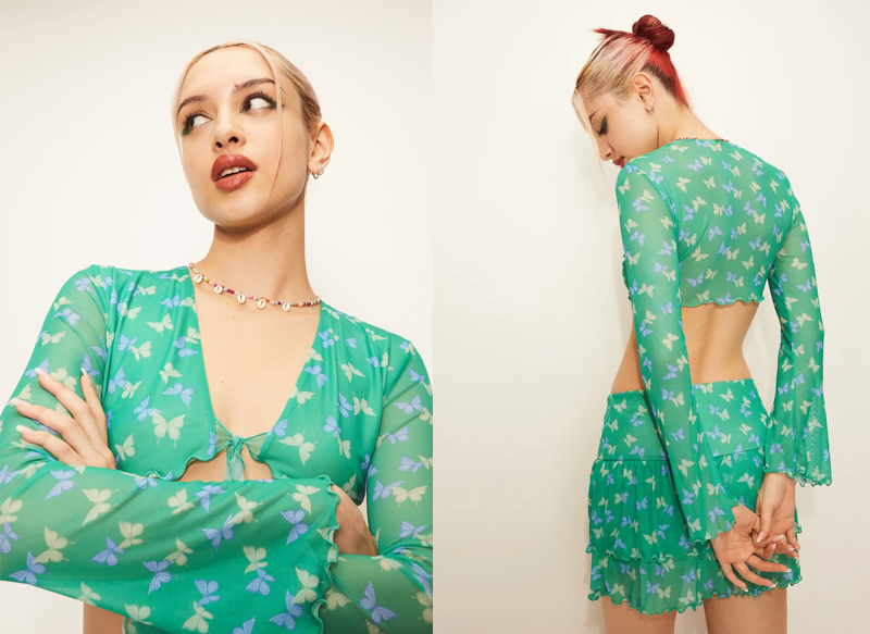 TOP TIE-HEM MESH