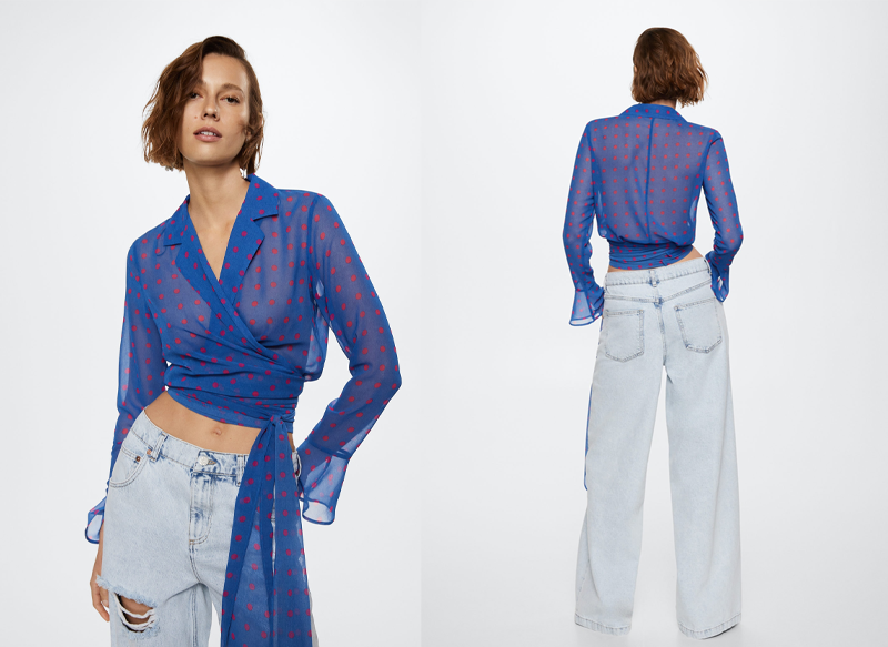 BLUSA SEMITRANSPARENTE LUNARES DE MANGO