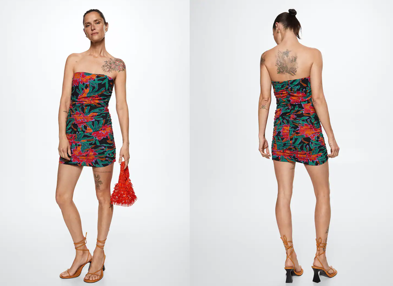 VESTIDO DRAPEADO ESTAMPADO DE MANGO