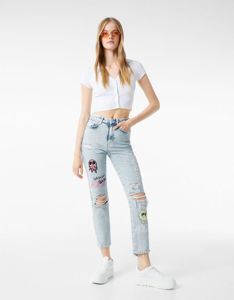 jeans parches bershka