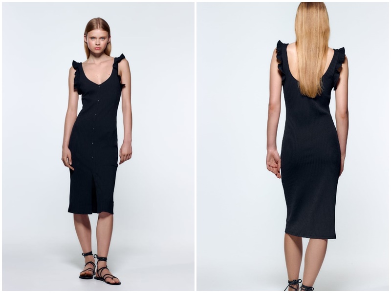 Vestido rib con botones de Zara
