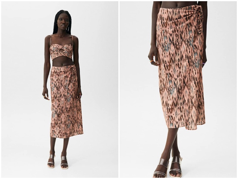 Falda pareo midi estampada