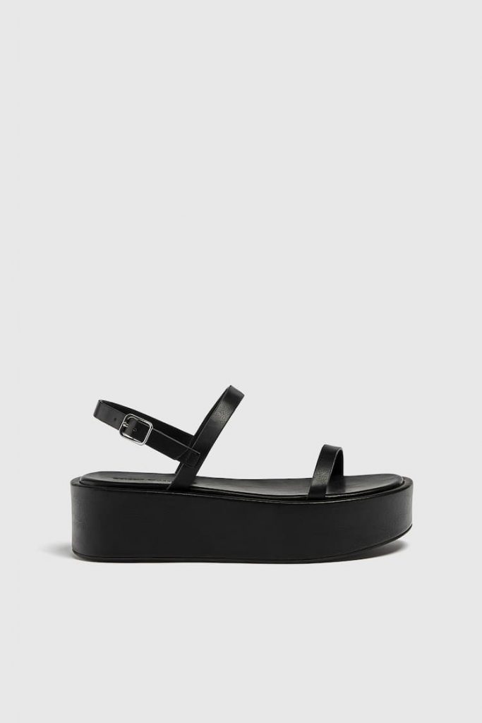 sandalia plataforma tiras negra pull&bear