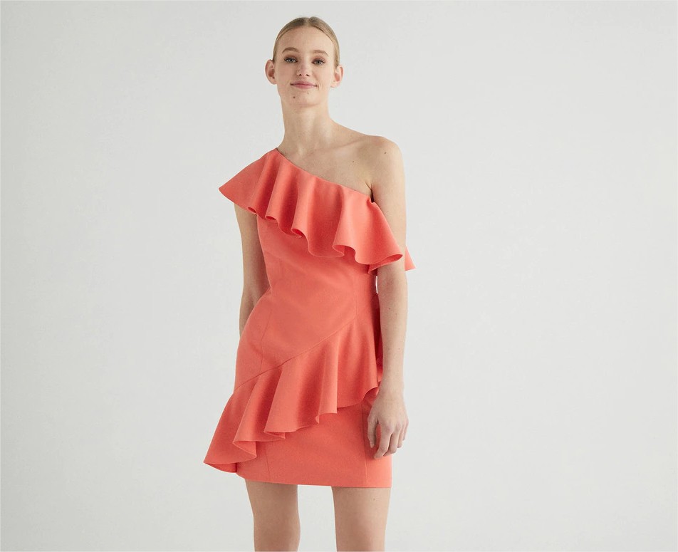 vestido asimetrico volantes green coast el corte ingles