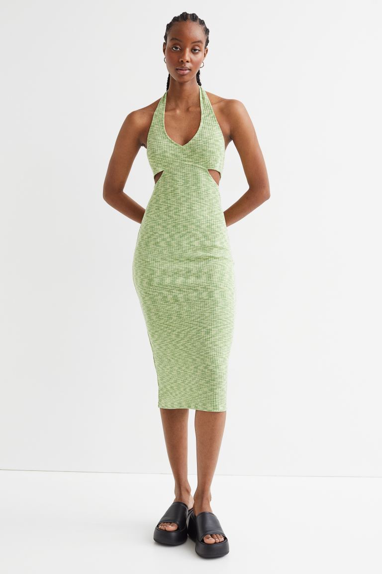 vestido halter cu out h&m