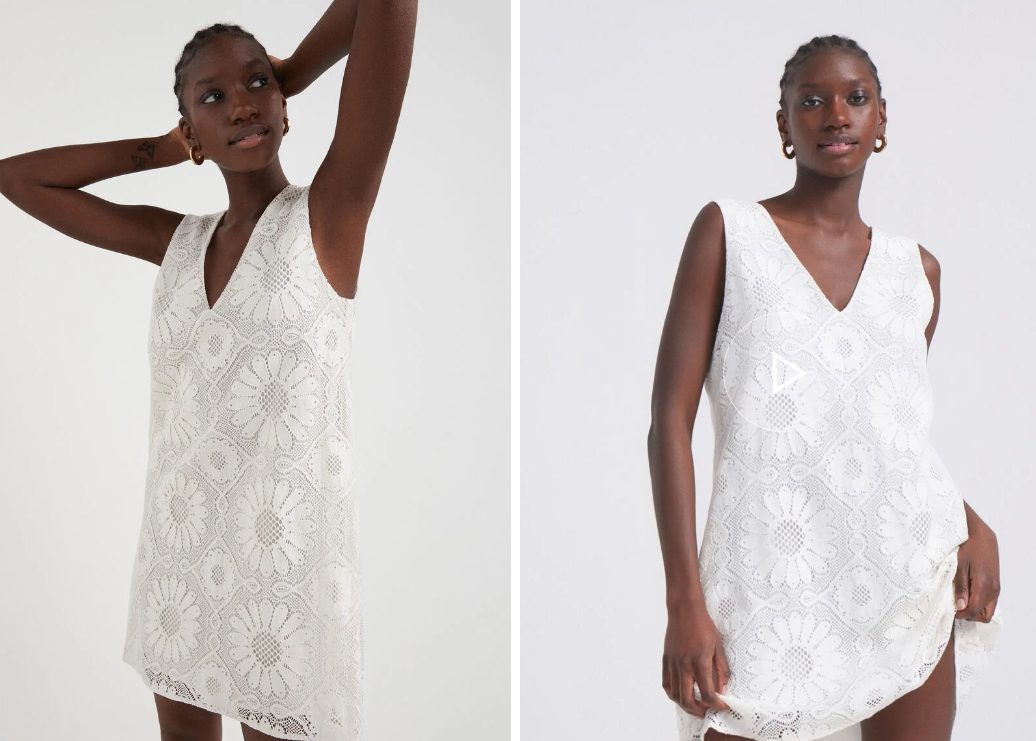 vestido mini encaje desigual