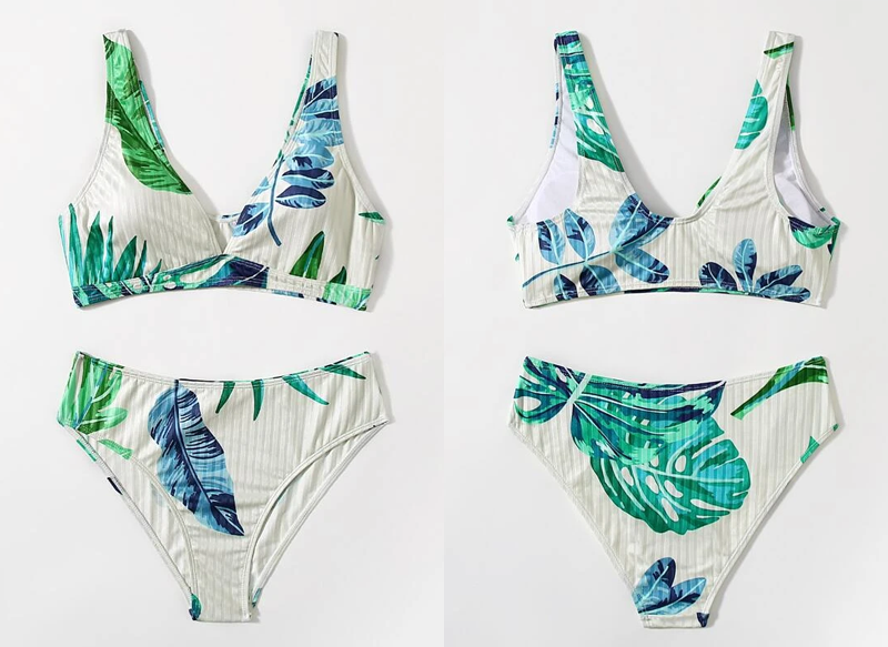 BIKINI ESCOTE V CON ESTAMPADO TROPICAL AL AZAR