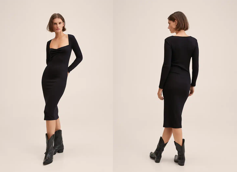 VESTIDO ESCOTE FRUNCIDO DE MANGO