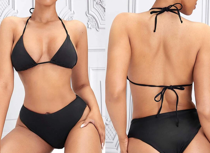 BAÑADOR BIKINI TRIÁNGULO HALTER REVERSIBLE DE SHEIN