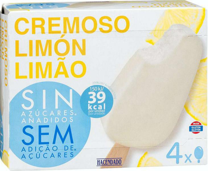 Helado cremoso de limón sin azúcar