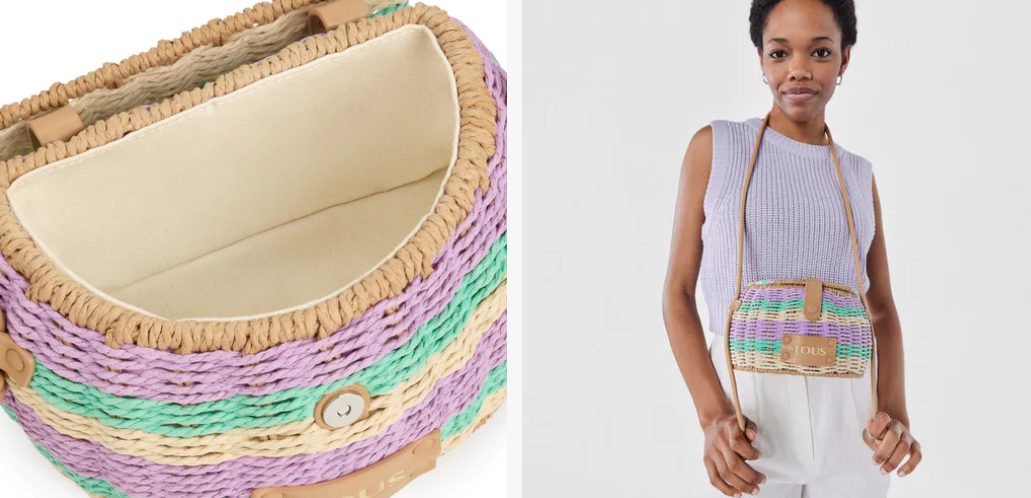 bandolera rafia malva tous