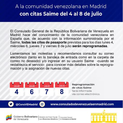 consulado de Venezuela en Madrid Moncloa