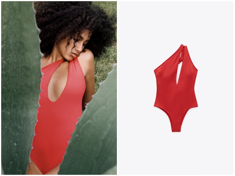Bañador Cut Out color coral