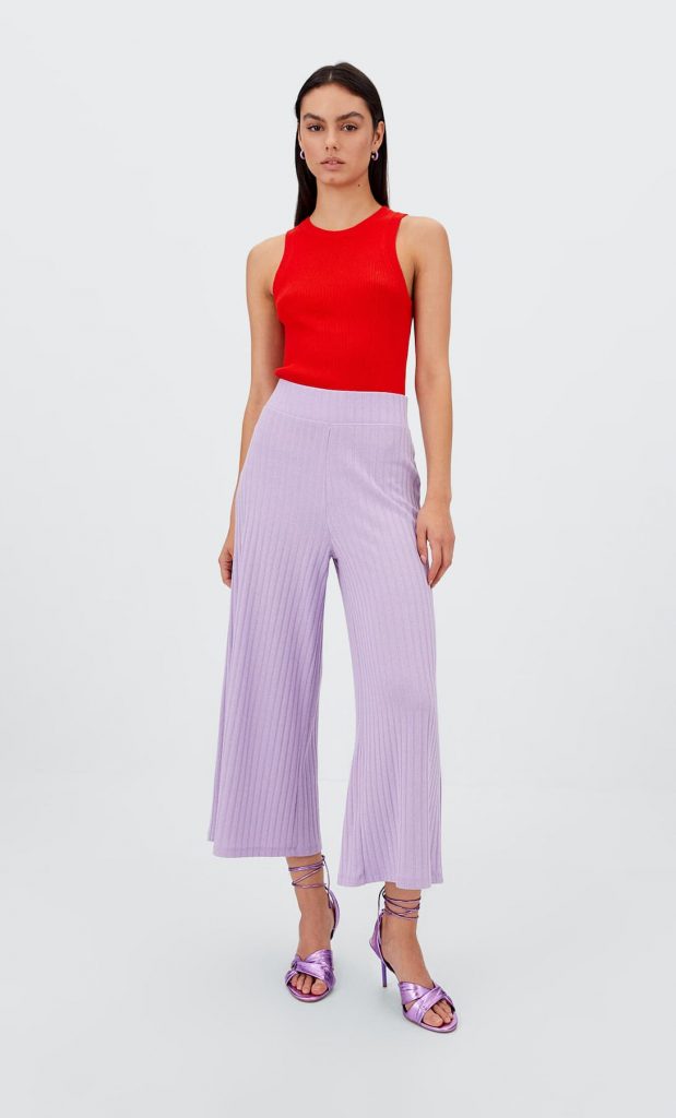 pantalon culotte malva stradivarius