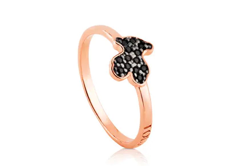 ANILLO DE PLATA VERMEIL Y ESPINELAS MOTIVO OSO MOTIF
