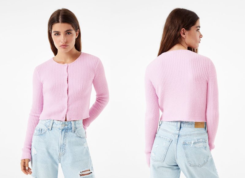 CHAQUETA PUNTO EFECTO PELO DE BERSHKA