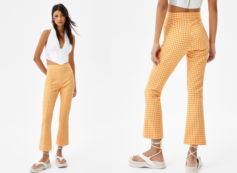 PANTALÓN KICK FLARE CUADROS DE BERSHKA