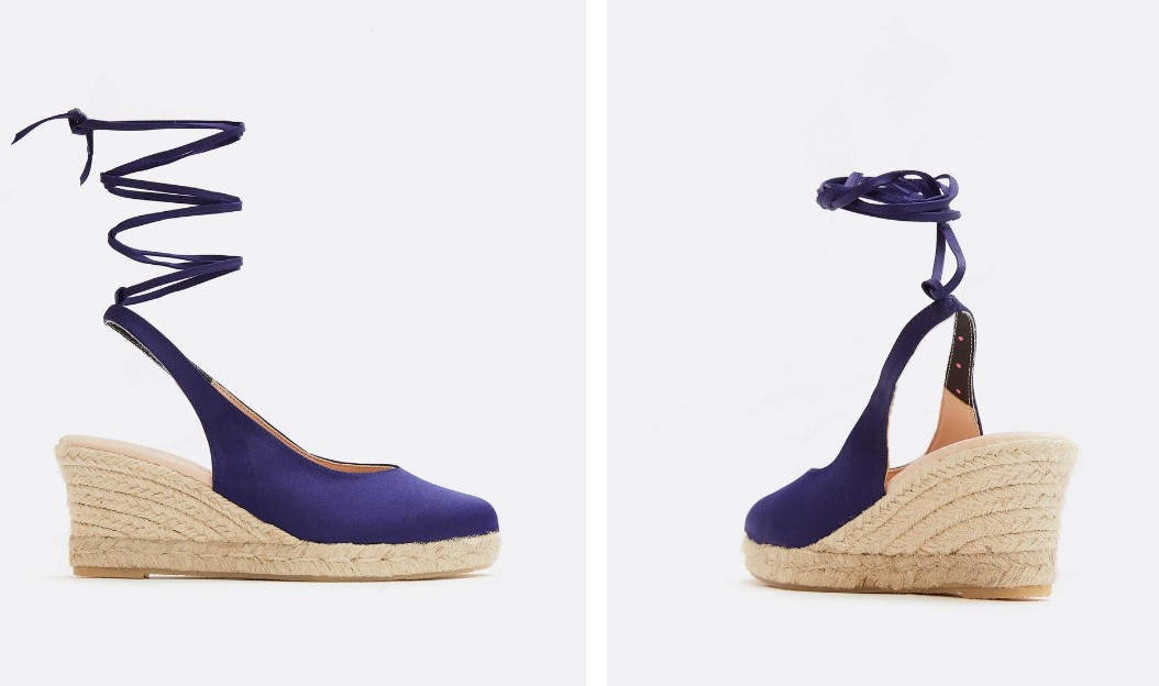 Alpargatas de cuña con tiras en azul