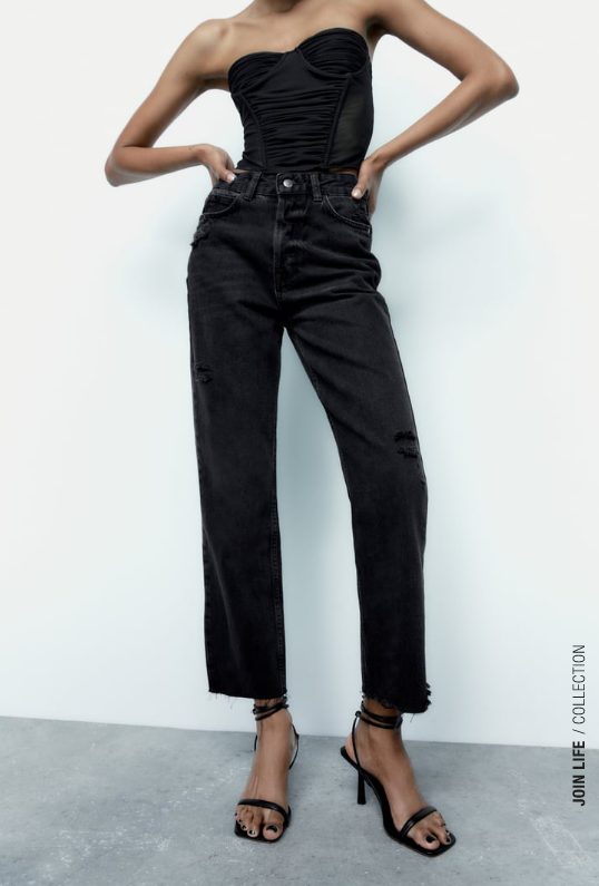 vaquero cropped negros zara