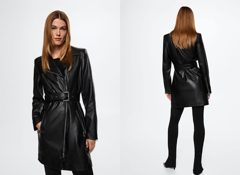 TRENCH CREMALLERAS EFECTO PIEL