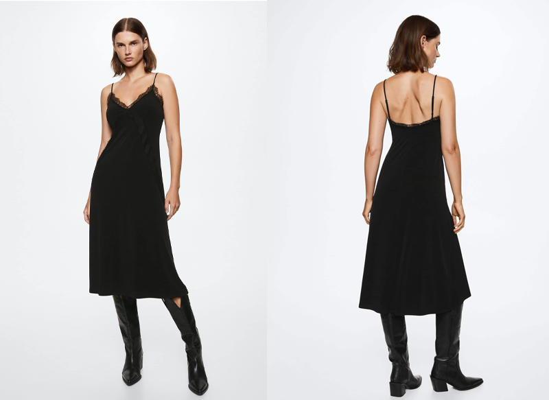 VESTIDO LENCERO ENCAJE DE MANGO