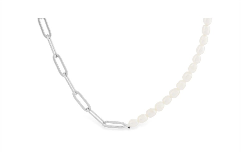 Collar Luxenter Nakhi de plata con con baño de rodio y perla blanca el corte inglés