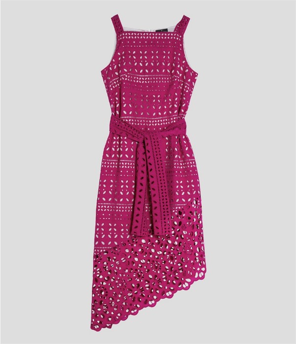 Vestido bajo asimétrico tejido calado