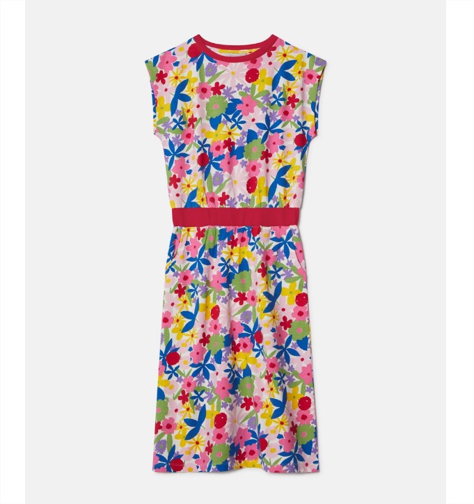 Vestido midi con cintura elástica y estampado floral